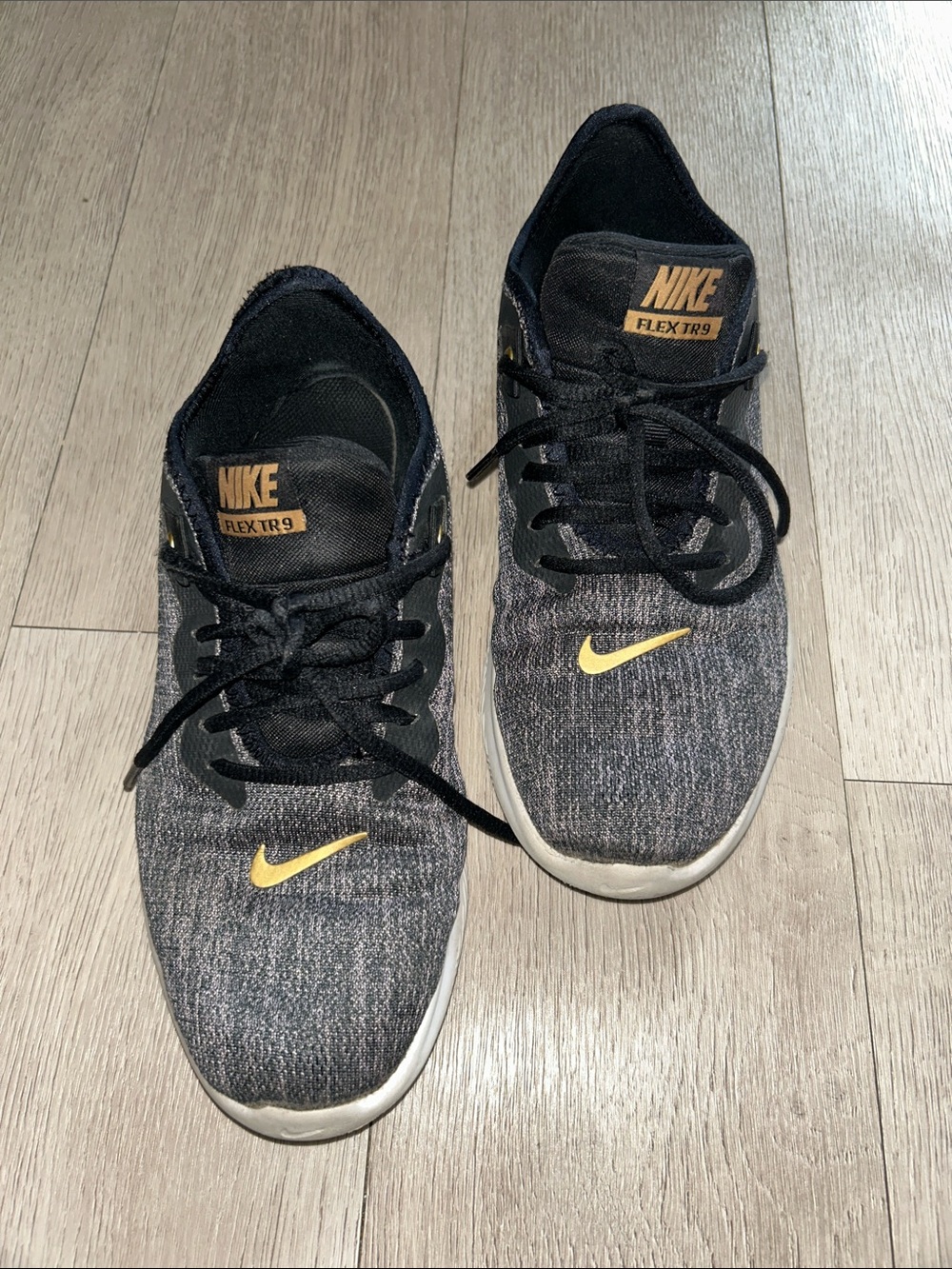 Nike Women’s Grey, Black and Gold Flex TR9 Sneakers
